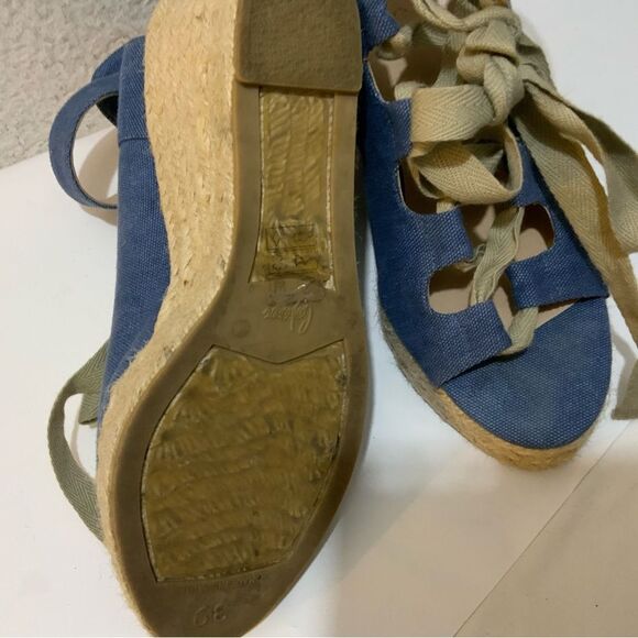 Castaner Leather lace up Denim look platform Wedge Espadrille Sandals 39 - Picture 11 of 16